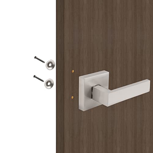 Gobrico 2 Pack Dummy Door Handles in Brushed Nickel, Non-Turning Interior Door Levers, Heavy Duty Single Side Pull Handles for Closet Pantry by Gobrico - Image 5