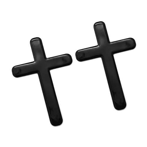 Image of PTDecals 2 PCS Soft Plastic Jesus Christian Cross Emblem Sticker Badge Decal for Auto Car Vehicle Laptop Mobilphone Decoration 2 inch x 3 inch (Black)