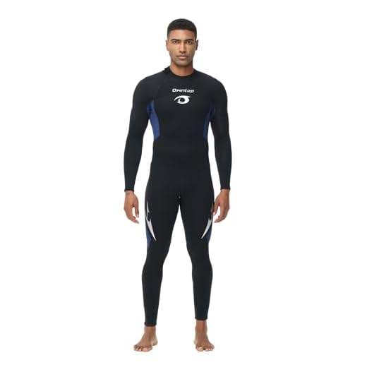 Owntop Herren Neoprenanzug 3/2mm - Vorderer Reißverschluss Voll Tauchanzüge, Stretch Pro Neopren-Nassanzug Thermische Volle Länge Tauchhaut zum Surfen Schnorcheln, Herren Blau XXL