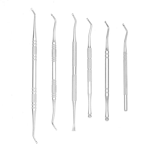hiwhale Kit de Herramientas de uñas de 6 Piezas Encarnadas Tratamiento de uñas de Doble Extremo Paroniquia Cuidado Herramientas de Limpieza de pies Toe Manicura Pedicura