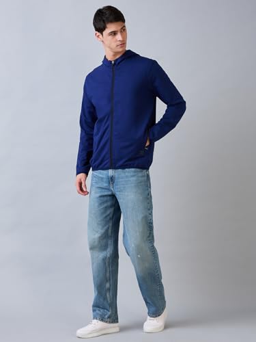 Image of Park Avenue Men Slim Fit Solid Pattern Cotton Polyester Blend Full Sleeve Rib Neck Casual Sweatshirt