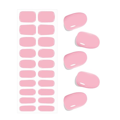 #Commissioniguadagnate<br>Unghie Gel Adesive UV 20 PCS Smalto Adesivo Gel UV Rosa Nudo Pellicola per Unghie Autoadesiva Strisce Semiindurite per Manicure Fai da Te