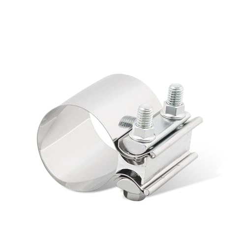 PACLVIO Exhaust Clamp, Exhaust Pipe Clamp, 2.5'' Butt Joint Stainless Steel Clamp Band, Universal Car Accessories Widening Clamp Butt Joint Exhaust Clamp Replacement for Exhaust Pipe (2.5 inch)