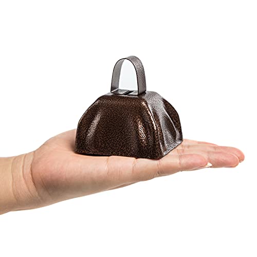 12-Pack Cowbells Noise Maker Decorative Cow Bells Christmas Bell Cowbells With Handle Call Bell Alarm (3 X 2.8 In, Copper) #TOP4