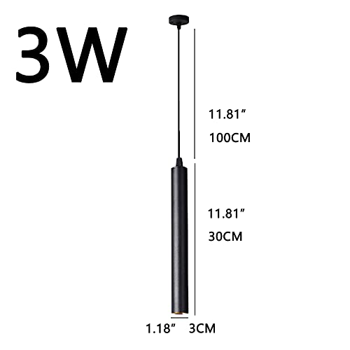 Lampe de suspension noire cylindre 3W LED blanc 3x30cm RAGGZZ - 2