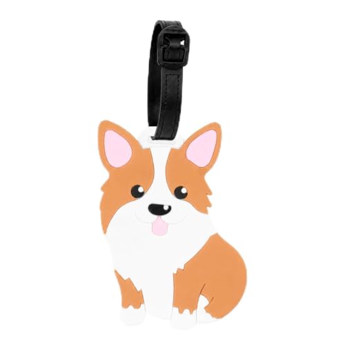 Image of Storite Silicone Luggage Tags | Cute Character Tag with Black Strap (Puppy Tag)