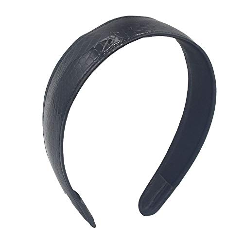 MHDGG Faux Leather Headband for Women,PU Serpentine Wide Turban Headband Womens Headband Hair Band for Women Headbands Hair Hoops Headwear,Black