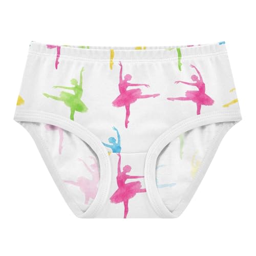 Watercolor Ballerinas Dance White Toddler Girl Undies, Girls' Cotton Brief Underwear, 2T–8 Years