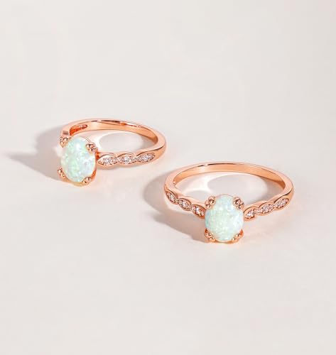 TIGRADE 2CT Engagement Ring for Women Created Lemon Green Fire Oval Opal Wedding Band Halo Promise Ring Size 4-113