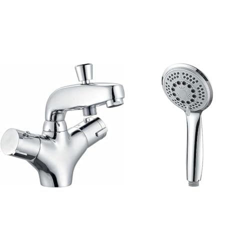 Edouard Rousseau - Mitigeur Thermostatique Bain-Douche Volga 2 - Remplissage Rapide & GRIFEMA COMPLENTO-G804 Douchette à Main 5 jets pour Salle de Bain, Moyen Pommeau...