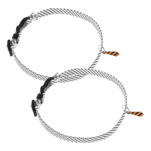 TOGEVAL 2 Piezas Collar Ajustable para Perros Pajarita de Rayas Blancas, 2 Unidades Talla L (25-35 Cm), Poliéster Suave Transpirable, Adecuado para Bodas y Paseos de Mascotas