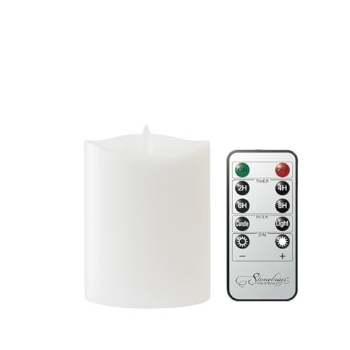 Image of Stonebriar 3 Count White Real Wax 3x4 Flameless LED Pillar Candles with Remote and Timer