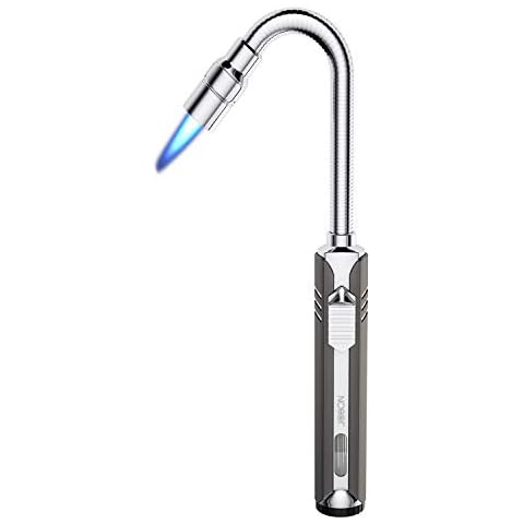 Jet Gas Lighter, Flexible Refillable Long Lighters Windproof Safety Stainless Steel Hose Flame Lighter for Gas Hob, Bonfire, Outdoor/Gas Stove, BBQ, Fireplace, Camping (Not Included Gas) Cover