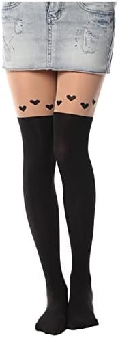 Kawaii Tights Cat Stockings Pantyhose Cartoon Bunny Socks Women Girls Cute Animal Mock Knee Nude High Thigh Tattoo Patterned Hosiery Leggings 1 Pack Love