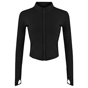Banziaju Women Gym Jackets, Long Sleeve Gym Jackets Full Zip Running Jacket With Thumb Holes, Absorbent and Quick Drying