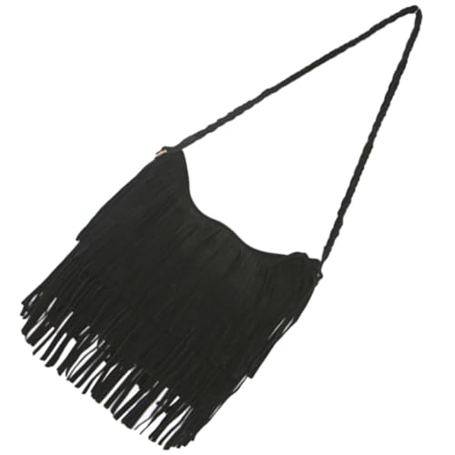 Image of Fringe Crossbody Handbag: Black Fringe Purse Crossbody Bag For Women Summer