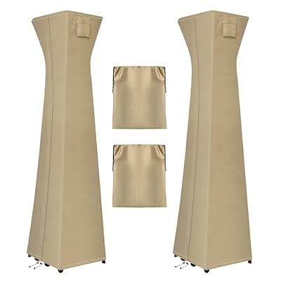 OutdoorLines Waterproof Outdoor Patio Heater Covers with Zipper and Storage Bag, Dust-Proof UV-Resistant Windproof Propane Heavy Duty Heater Cover for Standing Heater, 2 Packs-90Hx23Lx23W inch Camel