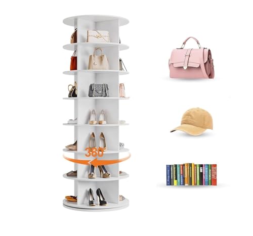 Sonhomay Rotating Shoe Rack Tower 7 Tier 360 Revolving Round Shoe Carousel
