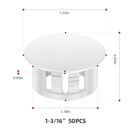 Image of 50PCS 1-3 /16 inch White Plastic Plugs Hole, Round PA66 Plug Furniture Hole Decorative Cover