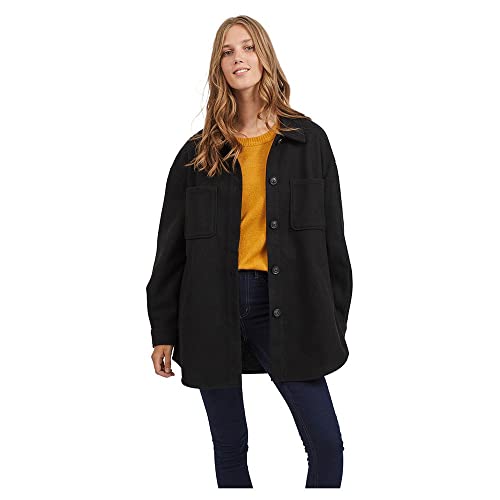 Vila Damen Vikimmi skjorte L/S jakke - Noos Jacke, Schwarz, S EU
