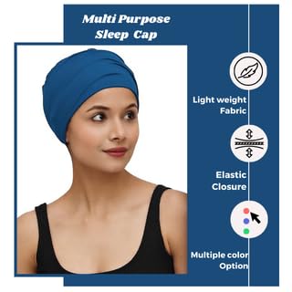 Image of The Headscarves Women Silky Soft Bamboo Viscose Sleep Cap for Hair Loss Chemo Headwear Skull Cap Free Size (Multicolor) (HS3 Multicolor)