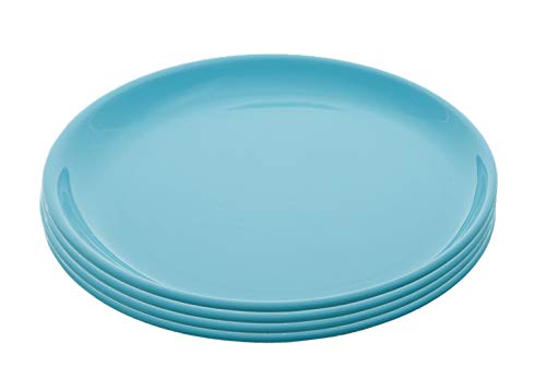 Image of Kuber Industries 4 Pieces Unbreakable Round Plastic Microwave Safe Dinner Plates (Green) - CTKTC034607