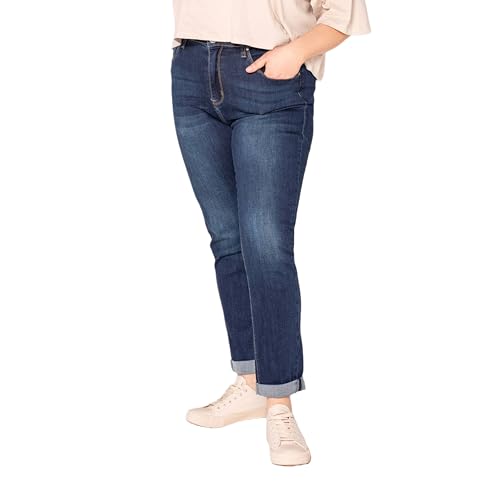 Nina Carter Damskie spodnie dżinsowe, duże rozmiary, ze stretchu, plus size, dżinsy UsedLook, Niebieski (P102-1), L Duże rozmiary