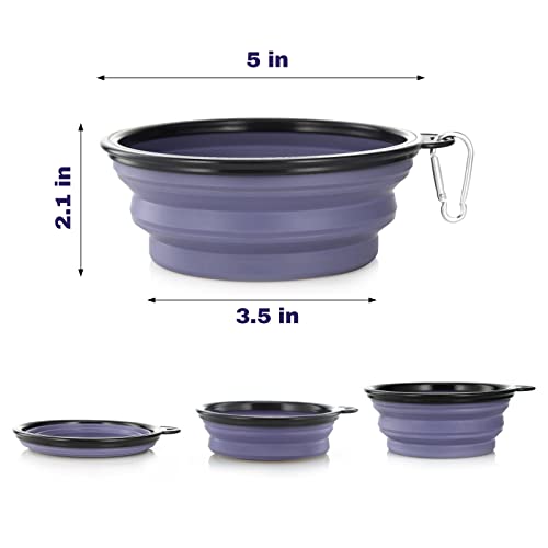 Image of Dog Bowl Pet Collapsible Bowls, 2 Pack Collapsible Dog Water Bowls for Cats Dogs, Portable Pet Feeding Watering Dish for Walking Parking Traveling with 2 Carabiners (Small, Purple+Fairy Pink)