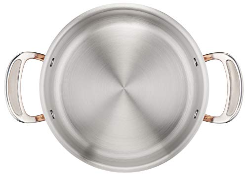 Foto von Tefal by Jamie Oliver Premium Triply Kupfer Kochtopf E49044 | 20 cm | Dreilagige Konstruktion: Edelstahl, Aluminium, Kupfer | Genieteter Griff | Glasdeckel | Induktionsgeeignet