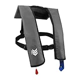 Inflatable Life Jackets for Adults Life Vests Manual PFD Low Profile Load Capacity Up to 330lbs (Grey)