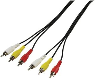 electrosmart 3m - 3 RCA / Phono Male Plug to 3 RCA / Phono Male Plug Cable ~ Triple RCA / Phono AV Audio Video Lead with Yellow White & Red Plugs
