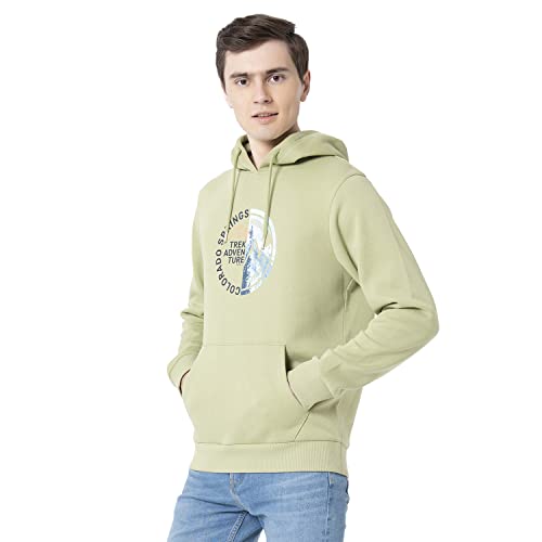 Image of Red Tape Men's Leaf Green Graphic Print Hoodie