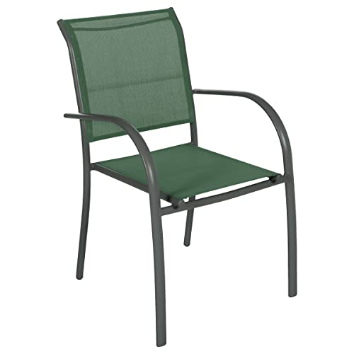 Hespéride HES-165334 Fauteuil empilable Piazza Graphite, Aluminium et texaline, Vert Olive, Taille Unique
