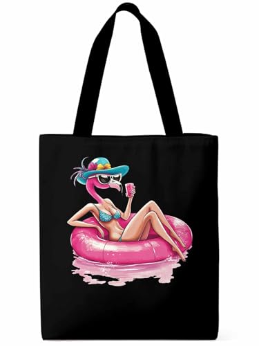 Canvas Tote Bag, Sexy Pink Flamingo Aesthetic Canvas Tote Handbags for Women Shoulder Bag,