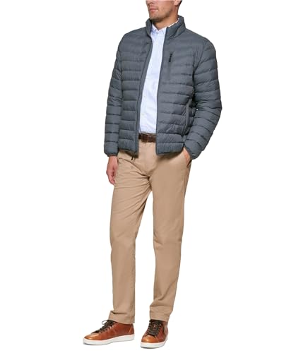 Club Room Mens Down Packable Quilted Puffer Jacket, Grey, X-Large