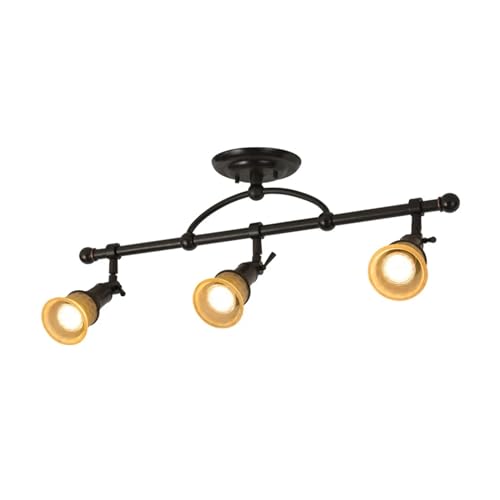 LLOOPK Foco retro Iman Espejo Luz frontal Arte del hierro, Lámpara de pared LED Sala de estar Luz empotrada de cobre de un solo cabezal(Three heads)