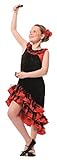 L3100210-128 schwarz-rot Kinder Mädchen Spanierin Kostüm Flamenco Kleid Seniorita Gr.128