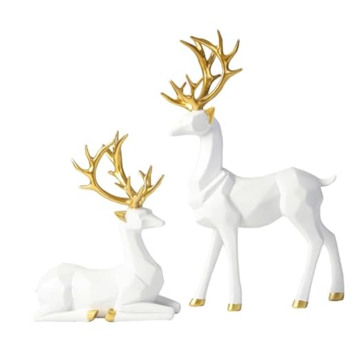 MUELODSIC 2 Pièces Figurines Cerf Noël Résine Décorations de Table Élégantes pour Salon et Centre de Table Moderne