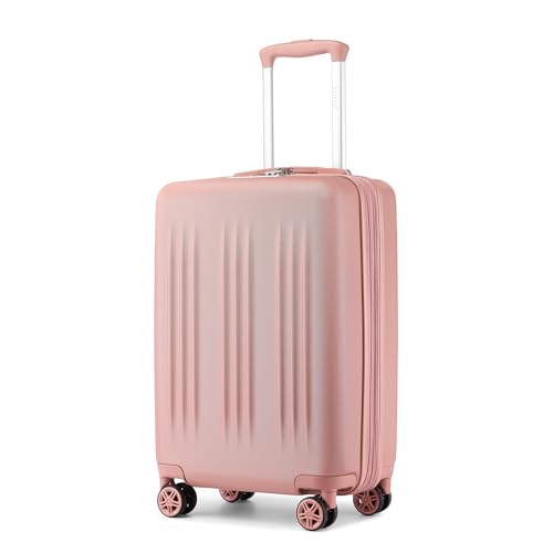 Image of Kono Carry On Luggage 22x14x9 Airline Approved, 20 Inch Expandable Suitcase | Lightweight Luggage with Quiet Spinner Wheels & TSA Lock, PC+ABS Hard Shell Suitcase for 1-3 Days Travel, Nude /Rose Gold