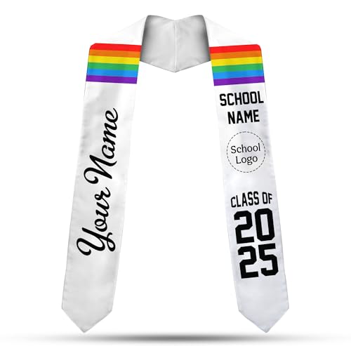 MonkeyVan Rainbow Stole Rainbow Graduation Stole College Graduation Sash LGBT Pride Gift for Graduation's Day LGBT Graduation Lgbt1