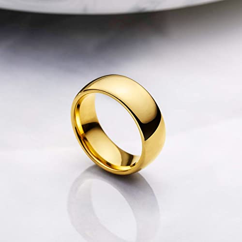 King Will 4mm 6mm 8mm Women Men Silver Gold Custom Domed Tungsten Wedding Ring Personalized Polished Tungsten Carbide Ring 24k Gold Plated Domed Polished Finish Engrave Wedding Band3