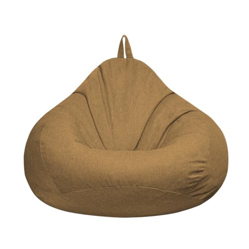 FANSU Copertura per Poltrona Sacco Puff Poltrona Senza Riempimento, Poltrona a Sacco Pigro Poltrona con Zip, Stampa Colori Solidi Pouf Poltrona per Adulti e Bambini M/XL (100x120cm,Beige