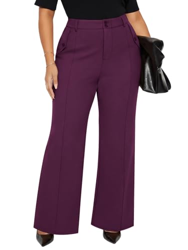 Charming Ashley Plus Size Women's Wide Leg Dress Pants - Slacks for Business Casual, Work Clothes for Office