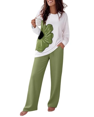 CHICME Womens Pajamas Sets 2 Piece Floral Pattern Long Sleeve