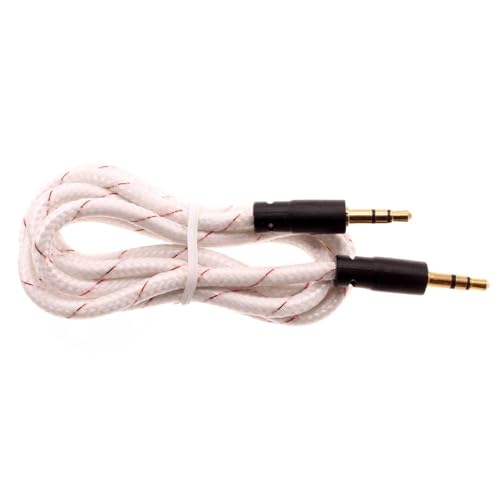 Cable Auxiliar 3.5mm Blanco Trenzado 1 m miniatura 1
