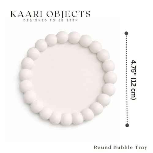 Image of Aesthetic Handmade Round Bubble Tray Trinket Tray Handmade | Jewelry Organizer | Vanity Tray for Women | Minimalist Home Decor, Candle Holder & Multipurpose - 12 x 12 cm