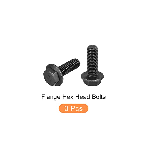 Image of METALLIXITY Flanged Hex Head Bolts (M12x35mm) 3pcs, Hexagon Serrated Flange Bolt Fully Thread Screw - for House Construction Hardware Fasteners