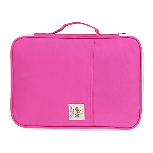 A4 Document Bags Portfolio Organizer-Multi-Functional Waterproof Travel Business Office Meeting Briefcase File Folder Case Zippered Note Pouch for Pads, Planners, Pens(Rose Red)