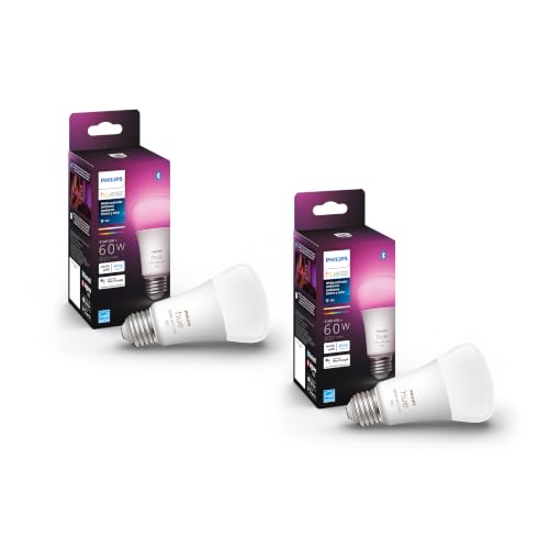 Image of Philips Hue Smart White and Color Ambiance 60W A19 Light Bulb, 2-Pack | Indoor Smart Light Bulb, Use with Hue App, Works with Alexa, Google Assistant and Apple Homekit