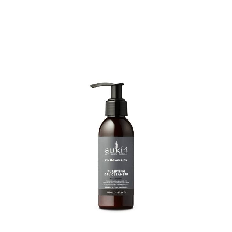 Sukin Oil Balancing Purifying Gel Cleanser | Gentle Facial Cleanser | Purifying Gel Cleanser | Oil-Control Cleanser | Natural Australian Skincare Sulfate-Free | 125ml